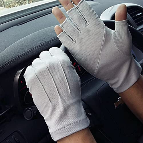Halbfinger Handschuhe Damen Herren Fahrradhandschuhe Baumwolle Fingerlose Handschuhe Rutschfeste Sporthandschuhe Sonnenschutz Sommerhandschuhe Outdoor Fingerhandsche für Radfahren Autofahren Motorrad