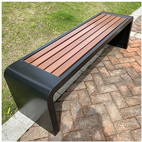 REOTEL Gartenbank Metall, Gartenbank Metall Wetterfest, Gartenbank Ohne Lehne, Parkbank, Eisenbank Ruhebank für 2-8 Sitzer, Laubenbank für Garten, Balkon und Terrasse,Schwarz,100x40x45cm