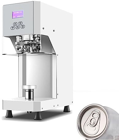 ZPRMMN 370W Can Seamer Can Sealing Machine With Lcd Panel And Counter Electric Can Sealer,Tin Can Sealer Bottle Can Capping Tools Height Adjustable, For All Material Cans (Color : White, Size : 110V)