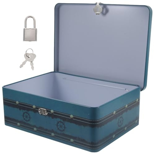 Cabilock VerschließBare Blechdose, Mehrzweck Schmuckbox Mit Schloss, 20x15x10cm, Retro Design, Ideal FüR Schmuck, SüßIgkeiten Oder Aufbewahrung