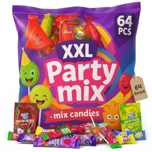 MIJOMA Süßigkeitenmischung XXL Party Bag - 500g | 64 Knaller-Leckereien für Naschkatzen! Kaubonbons, Hartkaramellen, Lutscher & Bonbons - vegan glutenfrei