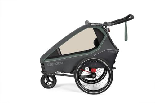 Qeridoo Kidgoo 2 murgröna | Cykelsläp 2 barn | Cykelsläp barn med fjädring & Easy ARS | Joggingvagn, hopfällbar barncykelsläp, barnvagn, 45 l, walker & cykelsläp