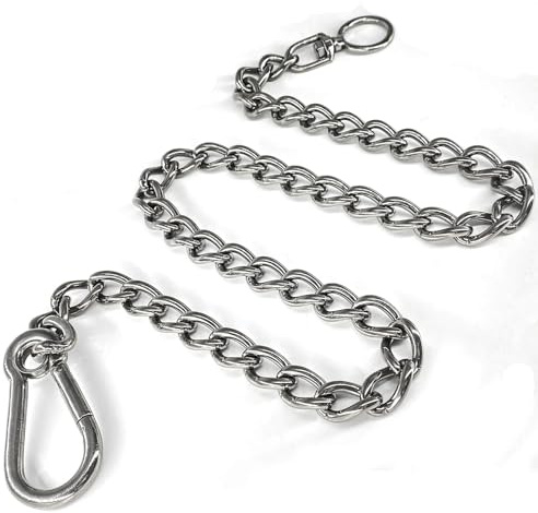 Dog Chain Leash, 304 Stainless Steel Short Lead Metal Heavy Duty Chain DIY Double Dog Leashes Self-Assembly Leashes Extension&Coupler. (304 S/S 28in x 3.5mm)