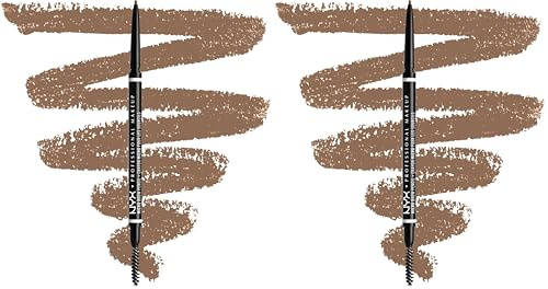 NYX Professional Makeup Augenbrauenstift, Micro Brow Pencil, Beidseitig mit ausdrehbarem Augenbrauenstift und Bürstchen, Vegane Formel, Farbton: Taupe (Packung mit 2)