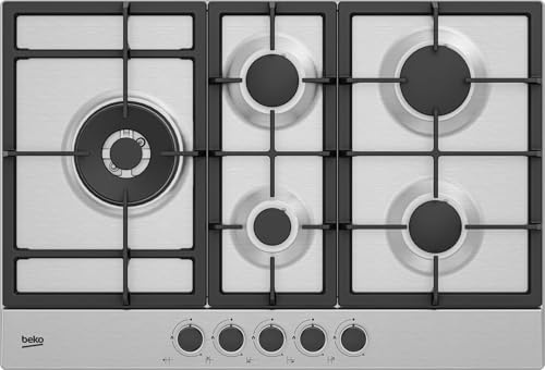 Beko HIAL75225SXE - Piano cottura, 5 fuochi, gas, 75x51 cm, inox
