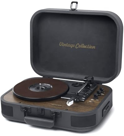 Platine Vinyle Muse MT-207 DGB, 33/45/78Trs, Stéréo 2x5W - Bluetooth, Port USB pour Lecture/encodage, Adapt. 45Trs, Noir et Bois
