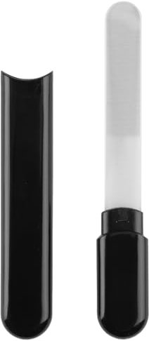 Keramik Nagelfeile, Doppelseitig Glasnagelfeile Grob- und Feinkörnige Feilenflächen für Empfindliche Nägel, Nagelglanz Glasfeile mit Schutzkappe für Damen Herren Maniküre Pediküre (Schwarz)