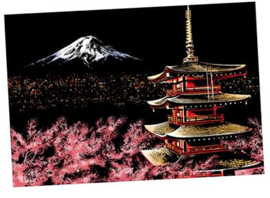 COSMEVIVI Kratzzeichnung Für Erwachsene Handgemacht Diy-basteln Mit Kratzmalerei Dekompressionswerkzeug Für Jungen Und Mädchen Als Geschenk Mount Fuji