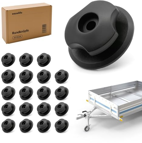 20er Set Rundknöpfe | Planenknöpfe | aus robustem Kunststoff | zur Befestigung von Planen - und Anhängernetzen | Anhängerzubehör | für Spannseile bis zu 6mm Durchmesser