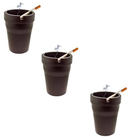 Aschenbecher mit Zigarettenstummel, selbstlöschend, für Auto, Zuhause, tragbar (drei)