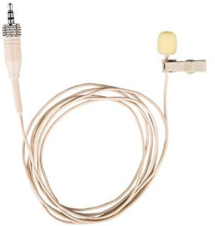 Replacement Miniature Lapel Microphone for Sennheiser Lavalier microphone set EW 112P G4 with 3.5mm (1/8) Screw Locking Connector, Omnidirectional, Tan