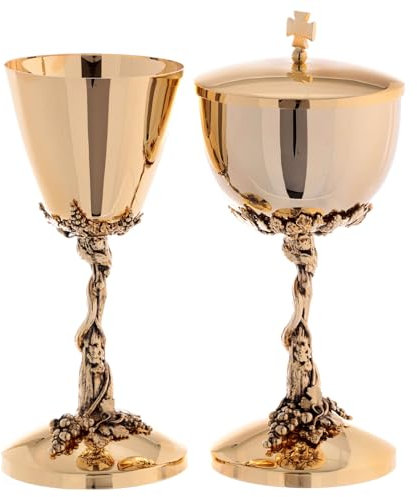 Holyart Set ciboire Calice Or Bruni Vigne Raisin Laiton, Calice