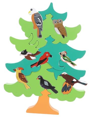 Cartoon Vogel Baum 3D Jungen und Mädchen Spielzeug Stapeln Spielzeug Pädagogisches Holz Blöcke Set