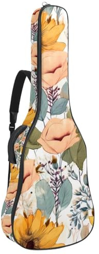 Gitarrentasche in voller Größe, 101,6 cm, 104,4 cm, 106,7 cm, Tragetasche für E-Bass, klassische Gitarre, Aquarell-Sonnenblumen, Mehrfarbig 04, 42.9x16.9x4.7 in, Lässiger Tagesrucksack
