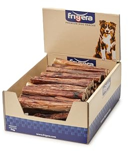 Frigera Ochsenziemer 15cm 50 St. Premium 1400g – Gluten- und Getreidefrei, Langlebiger Kauspaß, Zahnpflege, Natürlicher Hundesnack
