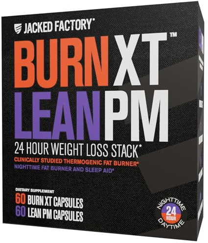 Jacked Factory Burn-XT + Lean-PM Kit – 24-Hour Body Composition & Metabolism Support Stack – Day & Night Formula – 60 Count, 2 Pack