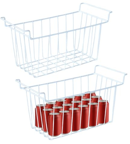2 Contenitori Per Congelatore - Cestello Portaoggetti Per Congelatore A Pozzetto | Cestelli Portaoggetti In Filo Metallico | Contenitori Per Carni E Alimenti, Organizzatori Per Dispensa Per Casa, Ghia