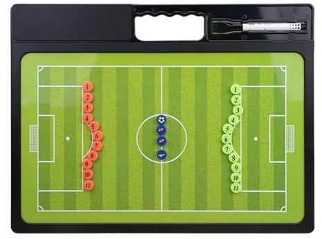 Calcio | Attrezzatura da scrittura | Strategia di calcio a doppia faccia con pennarello | per giocatore, campo, pratica, partita, pianificazione strategia, riunione di squadra | tattica portatile per