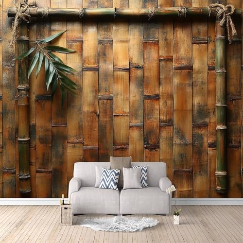 Fotomurales Bambú Oriental Zen 500x280 cm Papel Pintado Retro Impresión 3D Pared Tela no Tejida Fácil de Instalar Limpiar Poster Ideal para Salones Cocinas Pasillos Papel Pintado Pared Dormitorio