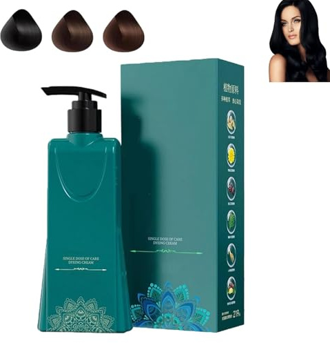 Crema colorante per capelli a base vegetale, set di tinture per capelli a lunga durata con formula delicata, nutriente, naturale per coprire i capelli grigi, per donne e uomini (Nero)