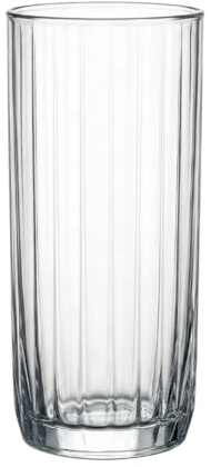 Long Drink Glasses, 6-Piece Set – 10.5 oz Ribbed Tumblers, Clear Glassware for Water, Juice & Cocktails, Dishwasher-Safe