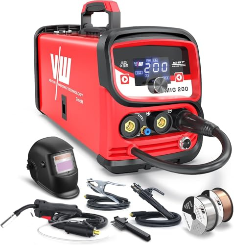 4 in 1 Saldatrice a Filo Continuo No Gas e con Gas 200A, Kit Completo
