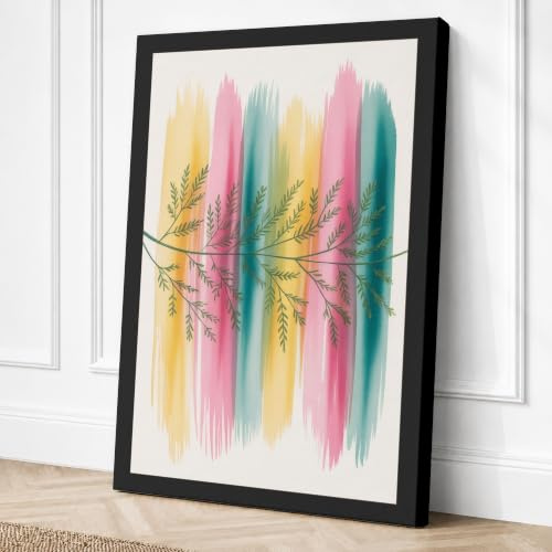 Golden Ferns in Watercolour Canvas Wall Art Print 30x20 Inch | Ready to Hang, Gallery Wrapped, Fade-Resistant Inks, Securely Packaged, UK Made