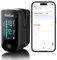 Pulsioxímetro, Oxímetro de dedo Pulso, App vía Bluetooth, Medición de la Saturación de Oxígeno (SpO2) y de la Frecuencia Cardíaca, Monitor de Nivel de Oxígeno, Alerta Intermitente, Negro