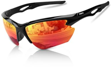 BONDDI Sunglasses Men - Polarized Sports Sun Glasses Ultra Light Unbreakable Frame Eyewear UV400 Protection (Red)