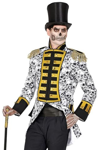 Widmann 50293 50293-Dia de los Muertos Parade-Frack, Garde-Uniform, Dödsdag, jacka, kappa, cirkusdirektor, kostym, karneval, temafest, män, flerfärgad, L