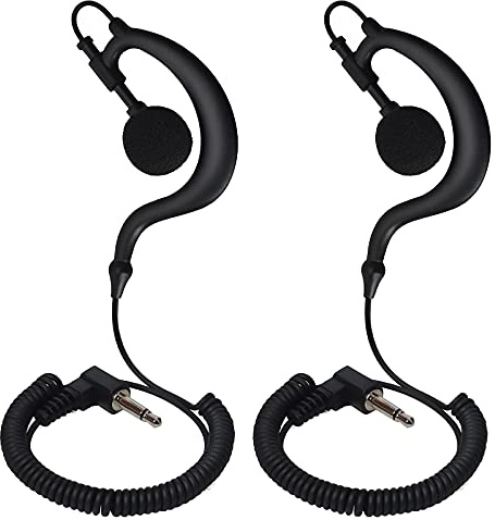 HYSHIKRA Ohrhaken Kopfhörer -3,5mm Klinke | One Ear - Halteclip - G-Form Kopfhörer Headset für Funkgeräte (2 Stück) (90°-Stecker)