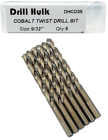 9/32-Inch Cobalt Steel M35 Jobber Length Twist Drill Bits for Hard Metal, Stainless Steel, Pack of 6