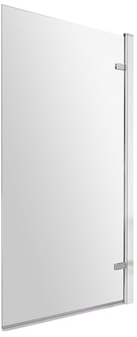 Balterley 830 x 1520mm Bath Shower Screen, Rectangular Shower Screens for Baths, 8mm Chrome Toughened Safety Bath Door Screen, Hinged Reversible Door Screens for Straight Baths (Chrome)