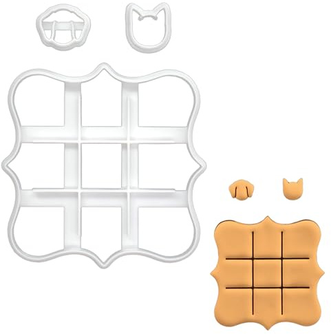 BAKERLOGY Hund und Katze Tic Tac Toe Ausstechformen - Detailliertes Keksausstecher-Design zum Backen und Basteln, ideal für Fondant, Teig, Ton