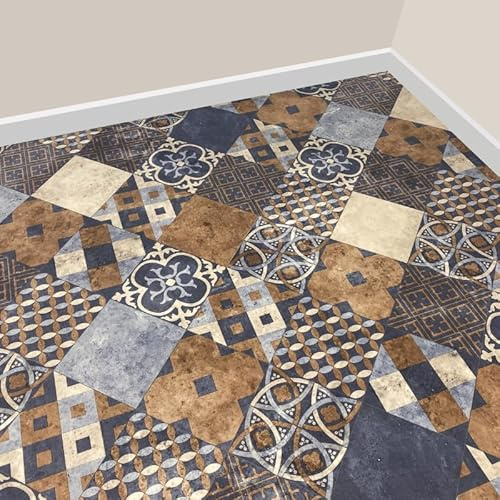 Zarento Indiana - Modern European Style Vinyl/Lino Roll Flooring For Bathroom/Kitchen - Moroccan Pattern Effect Cushion - Anti Slip - By Grandismo® (3metres x 2metres (9ft 10 x 6ft 6))