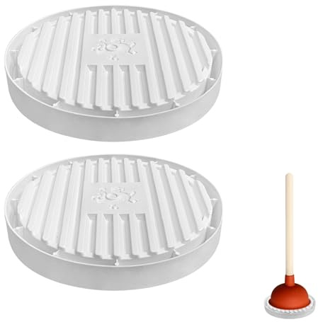 2 Pcs Toilet Plunger Holder, Plunger Mat Air Drying Mat for Toilet Plunger, Plunger Tray, Plunger Holder Catches Drips, Toilet Plunger Holder Only(White