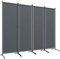 Outsunny 4 Panel Folding Garden Divider, 1.7m Privacy Screen with Wide Feet, Portable Freestanding Privacy Panel for Deck, Pool, Hot Tub, Dark Grey