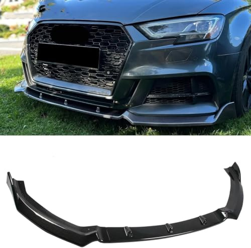 KLUEES Coche AleróN Delantero para Audi A3 8V S3 S-Line 2017 2018 2019 2020,Delantero Parachoque Spoiler Lip Trim Difusor Kit De CarroceríA De De Barbilla Divisor De Labios,A/Carbon Fiber Look