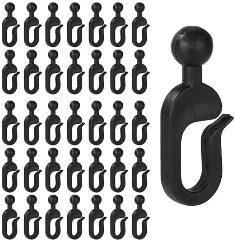 Lyreh 36 Pezzi Ganci in Plastica per Tende da Gazebo, Neri Ganci per Gazebo Multiuso Accessori Binari Tende for Casa Esterni Pergolati Patio Pensiline