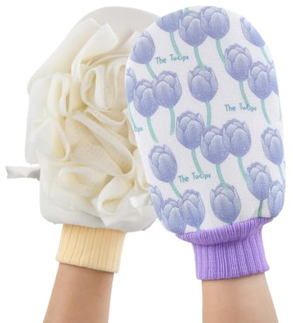 Gant Exfoliant, Lot de 2 Gants Exfoliants pour le Corps, Éponge Douche en Luffa, Doux & Intense, 2 en 1 Gant Gommage Visage pour Enlever la Saleté, les Peaux Mortes pour Homme Femme