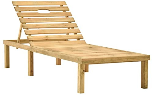 RMIHSJG Sonnenliege aus imprägniertem Kiefernholz, verrottungsfest und robust für Terrasse und Garten, mit Verstellbarer Rückenlehne und Fußteil, Outdoor-Liege, Gartenmöbel