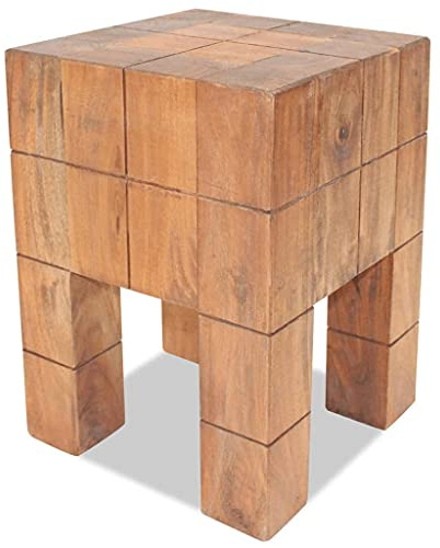 QUAHEAS Sgabello pieghevole in legno di mogano massiccio, fatto a mano, 28 x 28 x 40 cm, sedia pieghevole, sgabello per ospiti, sedia da campeggio, salvaspazio, portatile, per balcone, giardino