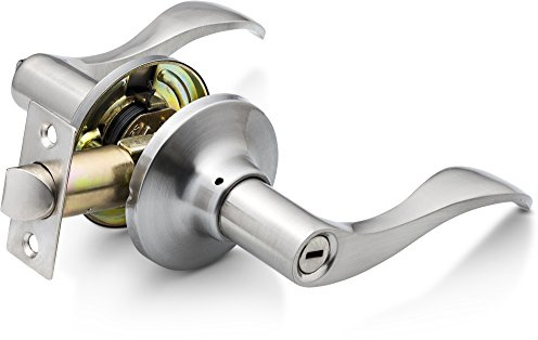 Berlin Modisch Privacy Lever Door Handle [Thumb Turn Lock on The Inside] for Bedroom or Bathroom with a Satin Nickel Finish, Reversible for Right & Left Side, Classic Series