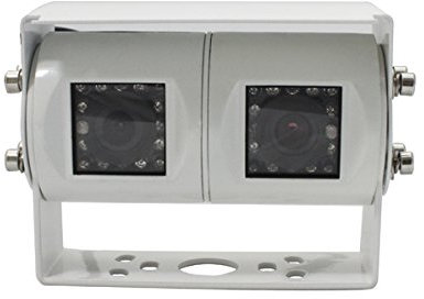 Kesafe KN101CM - Telecamera posteriore con doppia lente e CCD a colori, visione notturna, grandangolare, con connettore a 4 pin (bianco)