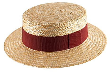 Classic Italy - Boater Kreissäge Strohhut Canotier - Size 53 cm - 88-Sangria