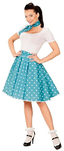 WD01080 # Tellerrock und Halstuch blau 60er Jahre Petticoat Polka Dot