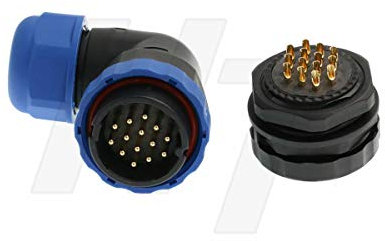 HangTon HE29 14 Pin Waterproof Connector Threaded Outdoor Industrial Electrical Power Circular Male Female Right Angle Wire Cable Plug + Panel Socket