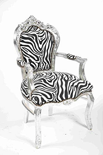 Luxuriöser Barocksessel aus Holz, Blattsilber, Zebra-Stoff