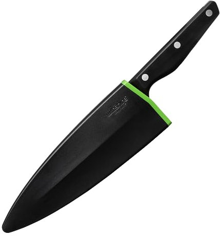 Wiltshire Staysharp Triple Rivet Multi-Purpose Cooks Knife 20cm, Stainless Steel Sharp Blade for Chopping Cutting & Slicing, Built-in Sharpener, Slim Scabbard, Ergonomic Triple Rivet Handle
