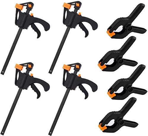 8Pcs Clamps Set, 4 Inch Quick Grip Heavy Duty Nylon Spring Ratchet Bar Clamps for Woodworking